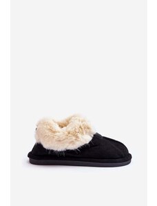 Kesi Women's slippers with fur, black Rope