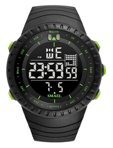 Ceas barbatesc de mana Smael Sport Digital Alarma Cronometru Negru Verde
