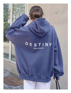 Know Destiny Design Printed Sweatshirt Indigo Blu