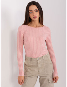 Fashionhunters Light pink fitted classic sweater