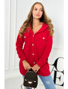 Kesi Cotton insulated sweatshirt with decorative buttons of red color
