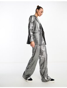 Scalpers tailored blazer in metallic silver