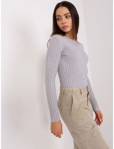 Fashionhunters Gray women's classic sweater with viscose