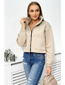 Kesi Cotton insulated sweatshirt with zipper light beige