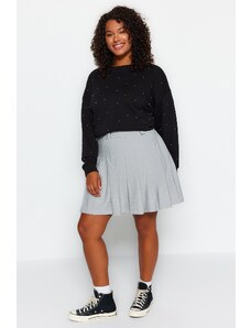 Trendyol Curve Gray Pleated Skater Woven Skirt