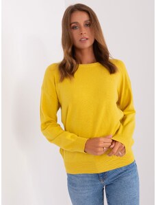 Fashionhunters Yellow classic sweater with long sleeves