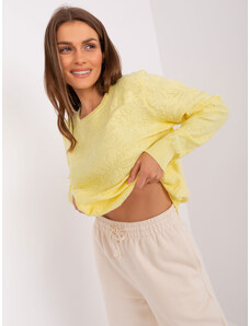 Fashionhunters Light yellow women's classic sweater with long sleeves
