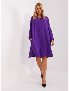 Fashionhunters Dark purple shirt dress with pockets