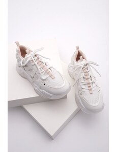 Marjin Women's High Transparent Sole Sneaker Lace-Up Sneakers Ojis alb.