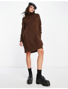 Violet Romance roll neck knitted jumper dress in chocolate brown