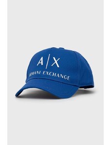 Armani Exchange șapcă din bumbac culoarea negru, cu imprimeu