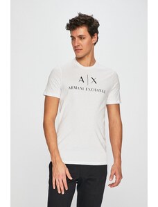 Armani Exchange tricou barbati, culoarea alb, cu imprimeu