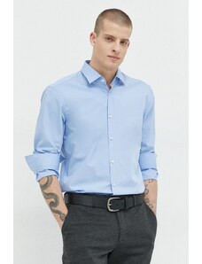 HUGO cămașă bărbați, culoarea bleumarin, cu guler clasic, slim 50289499