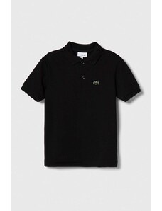 Lacoste tricouri polo din bumbac pentru copii culoarea negru, neted