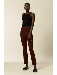 Ivy & Oak Pantaloni femei, culoarea bordo, model drept, high waist