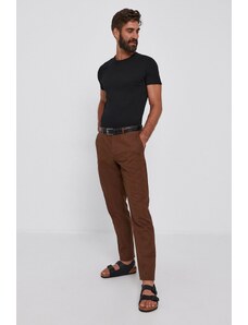 Sisley Pantaloni bărbați, culoarea maro, mulat