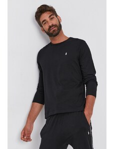 Polo Ralph Lauren longsleeve bărbați, culoarea negru, material uni 714845000000