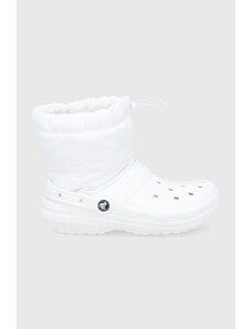 Crocs cizme de iarnă Classic Lined Neo Puff Boot culoarea alb 206630