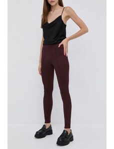 Spanx Pantaloni femei, culoarea maro, material neted