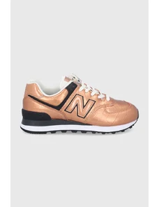 New Balance ghete de piele WL574PX2 culoarea auriu, cu toc plat WL574PX2-224