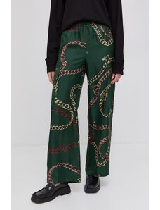Victoria Beckham Pantaloni femei, culoarea verde, lat, high waist