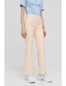 Pinko pantaloni femei, culoarea bej, drept, high waist