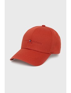 Tommy Hilfiger șapcă din bumbac culoarea rosu, neted