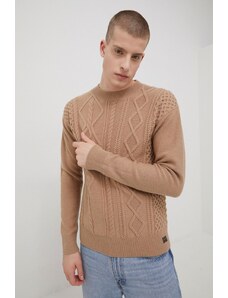 Superdry pulover de lana barbati, culoarea bej,