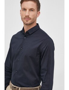 Armani Exchange camasa barbati, culoarea albastru marin, cu guler clasic, slim