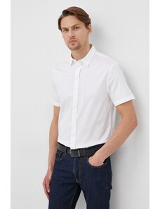 Armani Exchange camasa barbati, culoarea alb, cu guler clasic, slim