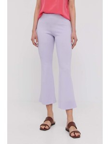 Liviana Conti pantaloni femei, culoarea violet, evazati, high waist