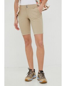 Columbia pantaloni scurți outdoor Saturday Trail femei, culoarea bej, uni, medium waist 1579881