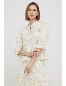 Polo Ralph Lauren bluza din in femei, culoarea galben, in modele florale