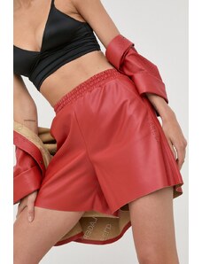 Karl Lagerfeld pantaloni scurti femei, culoarea rosu, neted, high waist