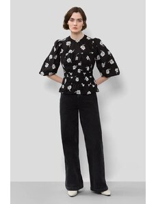 Ivy Oak bluza din bumbac femei, culoarea negru, modelator