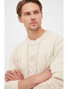 Tiger Of Sweden pulover din amestec de in barbati, culoarea bej, călduros