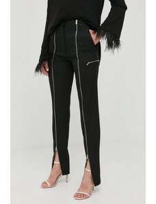 Victoria Beckham pantaloni de lana femei, culoarea negru, mulata, high waist