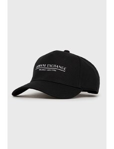 Armani Exchange șapcă din bumbac culoarea negru, cu imprimeu