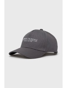 Armani Exchange șapcă din bumbac culoarea gri, cu imprimeu