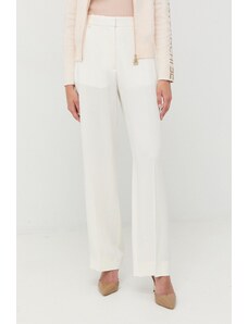 Victoria Beckham pantaloni femei, culoarea alb, drept, high waist