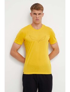 Salewa tricou sport Pure Eagle Frame Dry culoarea galben, cu imprimeu