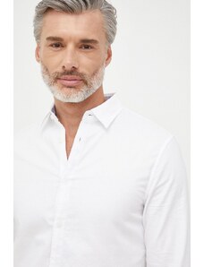 Armani Exchange camasa din bumbac barbati, culoarea alb, cu guler clasic, slim