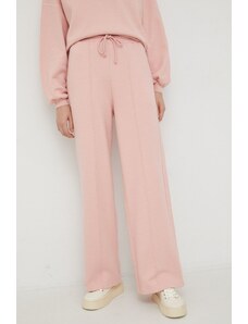 American Vintage pantaloni de trening femei, culoarea roz, melanj