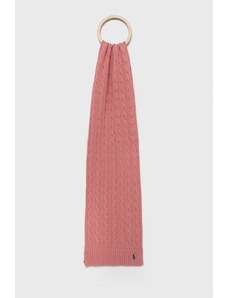 Polo Ralph Lauren esarfa din bumbac culoarea roz, neted