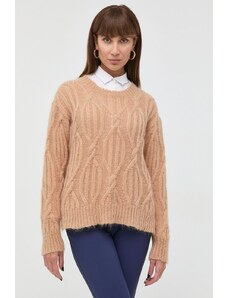 Twinset pulover de lana femei, culoarea maro, light