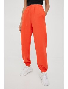 P.E Nation pantaloni de trening din bumbac femei, culoarea portocaliu, neted