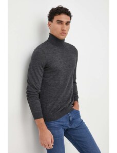 BOSS pulover de lână bărbați, culoarea negru, light, cu guler 50468262
