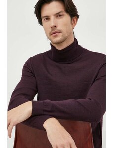 BOSS pulover de lână bărbați, culoarea bordo, light, cu guler 50468262