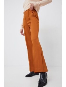 United Colors of Benetton pantaloni femei, culoarea maro, evazati, high waist