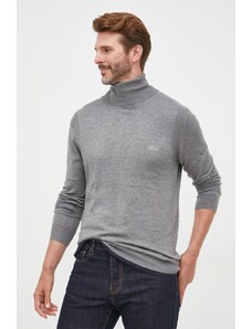 Guess pulover din amestec de lana barbati, culoarea gri, light, cu guler